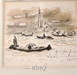 ANDRÉ HAMBOURG 1909-1999 Original Lithograph Venice in the Rain Dedication