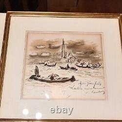 ANDRÉ HAMBOURG 1909-1999 Original Lithograph Venice in the Rain Dedication