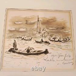 ANDRÉ HAMBOURG 1909-1999 Original Lithograph Venice in the Rain Dedication