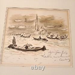 ANDRÉ HAMBOURG 1909-1999 Original Lithograph Venice in the Rain Dedication