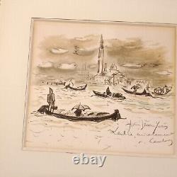 ANDRÉ HAMBOURG 1909-1999 Original Lithograph Venice in the Rain Dedication