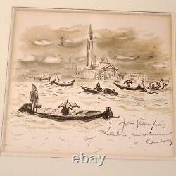 ANDRÉ HAMBOURG 1909-1999 Original Lithograph Venice in the Rain Dedication