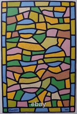 Alfred MANESSIER Stained Glass with Three Suns ORIGINAL SIGNED LITHOGRAPH