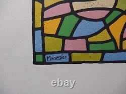 Alfred MANESSIER Stained Glass with Three Suns ORIGINAL SIGNED LITHOGRAPH