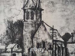 André MINAUX Desacralized Church, Signed Original Lithograph