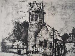 André MINAUX Desacralized Church, Signed Original Lithograph