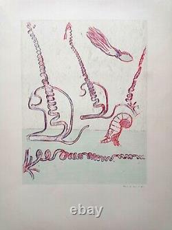 Art/max Ernst / Rare Estampe/60x48/composition Signee À La Main/1974/ Handsigned