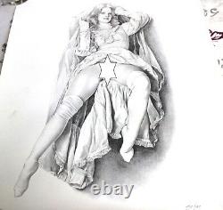 Aslan Rare Dessin Lithograph Erotic Woman Signed And Numbered