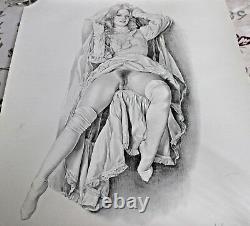 Aslan Rare Dessin Lithograph Erotic Woman Signed And Numbered