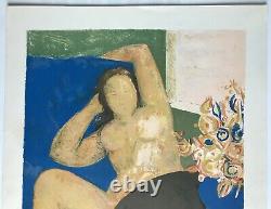 BERDAL, Female Nude Lying on a Sofa. Original Signed Lithograph