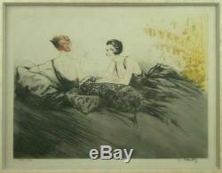 Beautiful 2 Lithograph Art Deco Elegant Flappers Smoking Signed Hardy Gout Icart