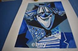 Beautiful Lithography J. C Dauguette 1939-2012 Clown Bleu Numbered 66 / 250