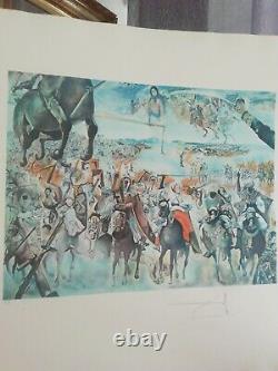 Beautiful Lithography Salvador Dali The Battle Of Tetouan Signed In Crayon
