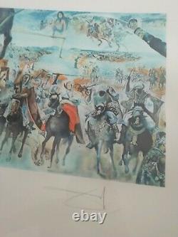 Beautiful Lithography Salvador Dali The Battle Of Tetouan Signed In Crayon