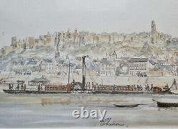 Bellis Jean Seascape Chinon Boat Color Aquatint Signed Drawing