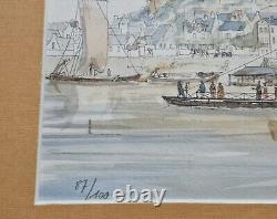 Bellis Jean Seascape Chinon Boat Color Aquatint Signed Drawing