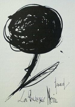 Bernard Buffet Black Rose Gravure Signed, 1961, 197ex