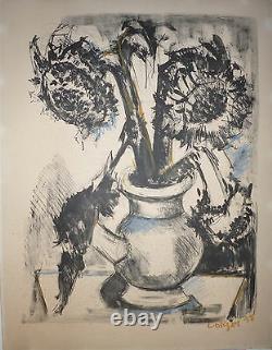 Bernard Lorjou Lithography Enhanced With Pencil By Numbered Sunflowers