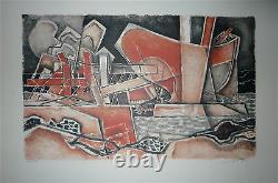 Dayez Georges original signed lithograph cubist abstract art