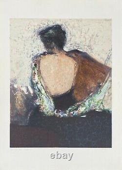 Dominique Andrier Original Lithograph Signed Woman Of Back Woman Back