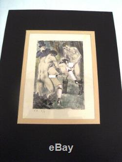 Eroticism In Undergrowth -lithographie Watercolor Berthomme 1930 St-andre -ero 17