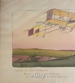 GAMY Marguerite, Journey from Buc to Chartres, lithograph, 1910, aviation