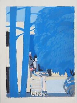 Gabriel GODARD Blue Forest - Original signed and dedicated Lithograph