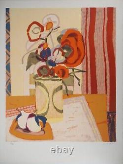 Gabriel GODARD Still life with poppies Original signed lithograph