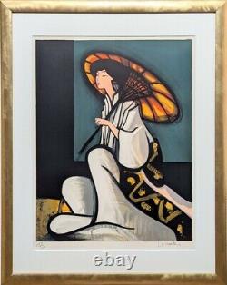 Georges Briata (French) Woman with Umbrella Original Signed Lithograph