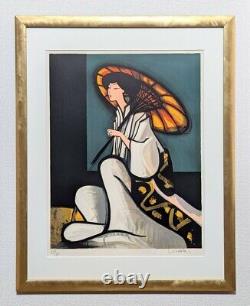 Georges Briata (French) Woman with Umbrella Original Signed Lithograph