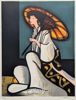 Georges Briata (French) Woman with Umbrella Original Signed Lithograph