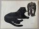 Georges Lucien Guyot Lithographie Black Panther Panther Tiger Spirit Paul Jouve