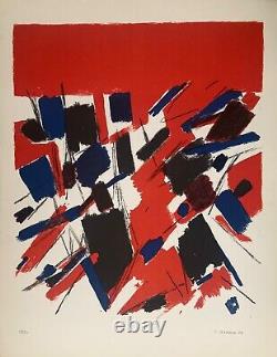 Germain Jacques original signed lithograph 1969 abstract art abstract Bauhaus