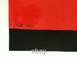 Gilioli Emile, Composition On Red Background, 1974 Lithograph Signed And Numbered
