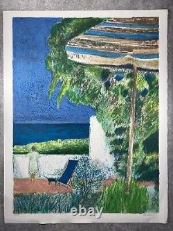 Guy Bardone Original Signed and Numbered Lithograph 29/150 Terrace Sea View