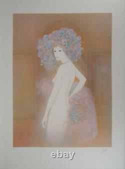 Guy Ribes Female Nude With Flowers Original Lithography Signed