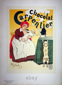 Henri GERBAULT Chocolate Carpentier Original Lithograph, Signed 1897