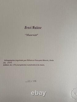 Henri Matisse Lithograph COA Original Signed Limited Edition Numbered in Pencil 175 Stamp