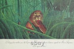 Henri Rousseau, The Lion's Meal, Original Signed Lithograph, 1976