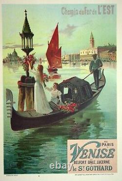 Hugo D'alesi Venice, The Floral Gondola Original Lithograph Signed, 1899