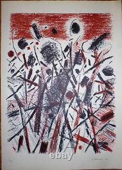 Jacques Germain original signed lithograph 1969 abstract art abstract Bauhaus