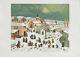 Jean Axatard Beautiful Lithograph Signed Village Under The Snow