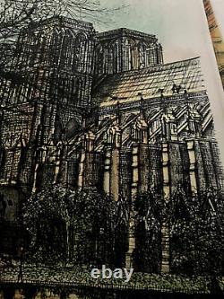 Jean Carzou original signed lithograph numbered 1971 trip Paris Notre-Dame