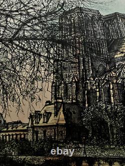 Jean Carzou original signed lithograph numbered 1971 trip Paris Notre-Dame