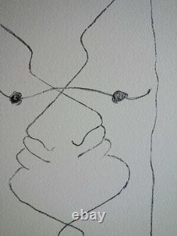 Jean Cocteau Intertwined Visages Lithography Original Signed