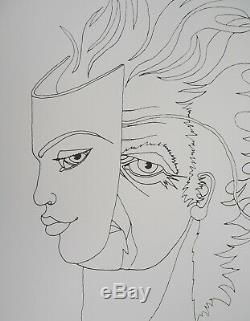 Jean Marais When The Masks Fall Original Lithograph Signed