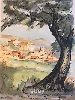 Jean Pierre Laurent Lithography Landscape Provence Village Original 1980 Signed
