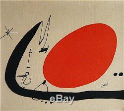 Joan Miro Original Lithograph Signed In 1970 On Canvas Abstract Art Surrealism