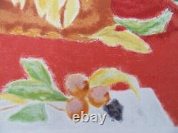 Jules Cavailles Fruits And Flowers On A Lithography Tablecloth Original Signed