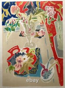Jules Cavailles Lithography Original Nature Morte Bouquet Event Artist 1960